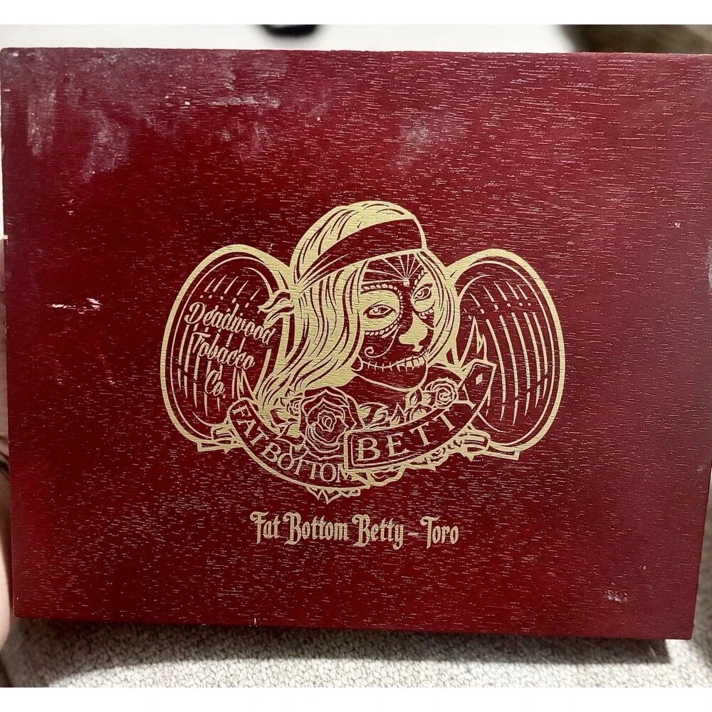 Deadwood Fat Bottom Betty Toro Empty Wooden Cigar Box 9x7.5x1.5